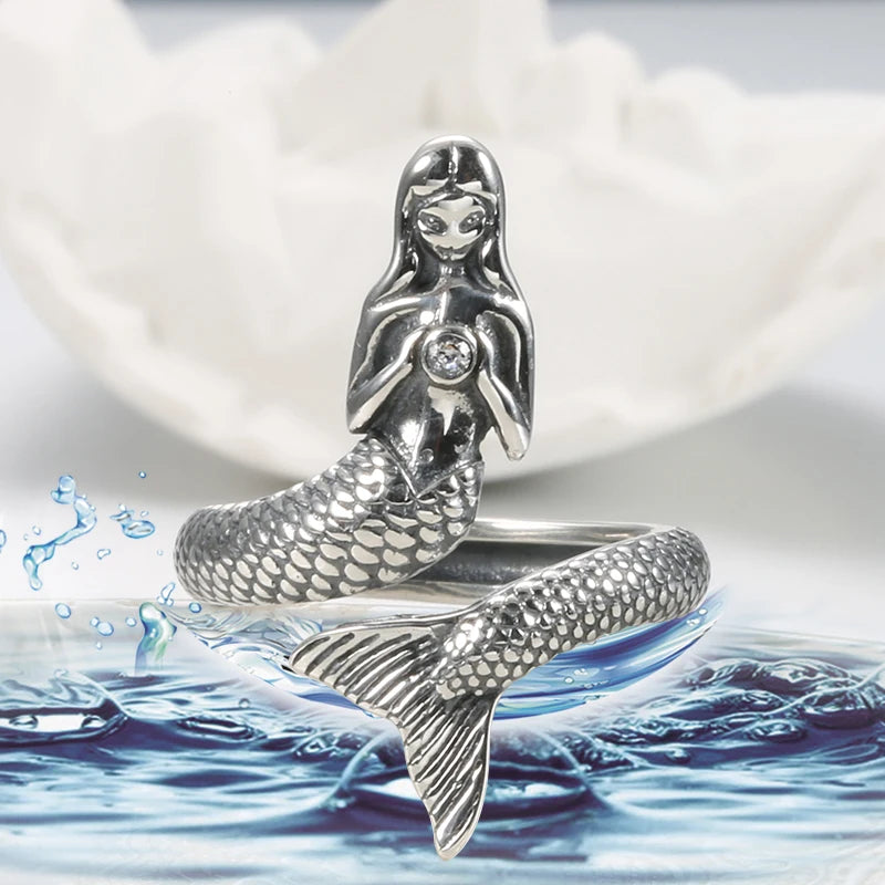 CLEOPATRA , mermaid Ring Trendy 100% 925 Sterling Silver Rings For Women Silver Jewelry Gift