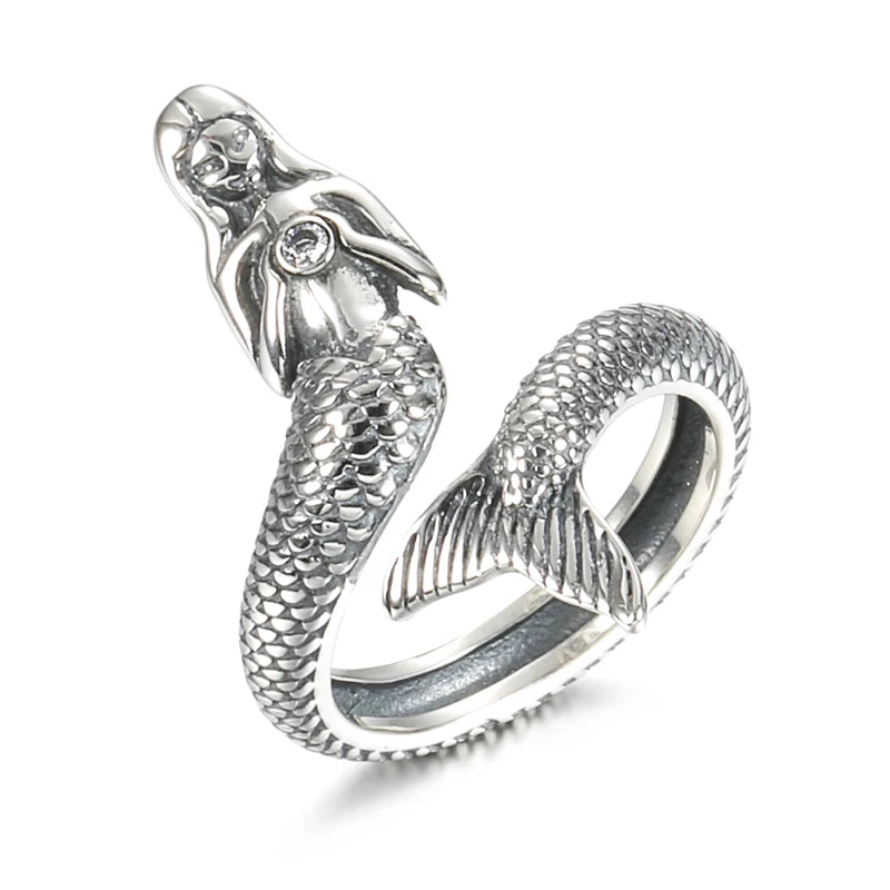 CLEOPATRA , mermaid Ring Trendy 100% 925 Sterling Silver Rings For Women Silver Jewelry Gift