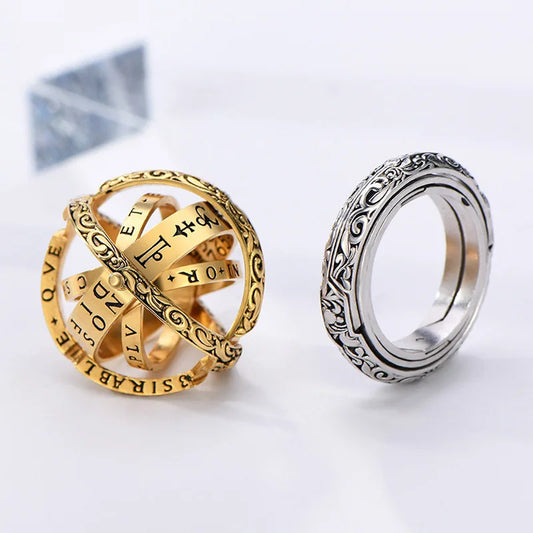 CLEOPATRA Astronomical Ball Rings Rotatable For Women, Men Creative Jewelry